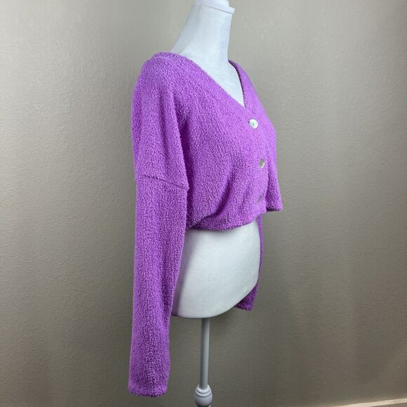 Wild Sable Cardigan Women’s‎ Medium Purple Button Front V-Neck Crop Top - Picture 8 of 14